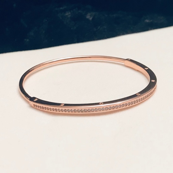 Authentic Pandora Signature I-D Rose Gold Pave Bangle - Picture 9 of 10